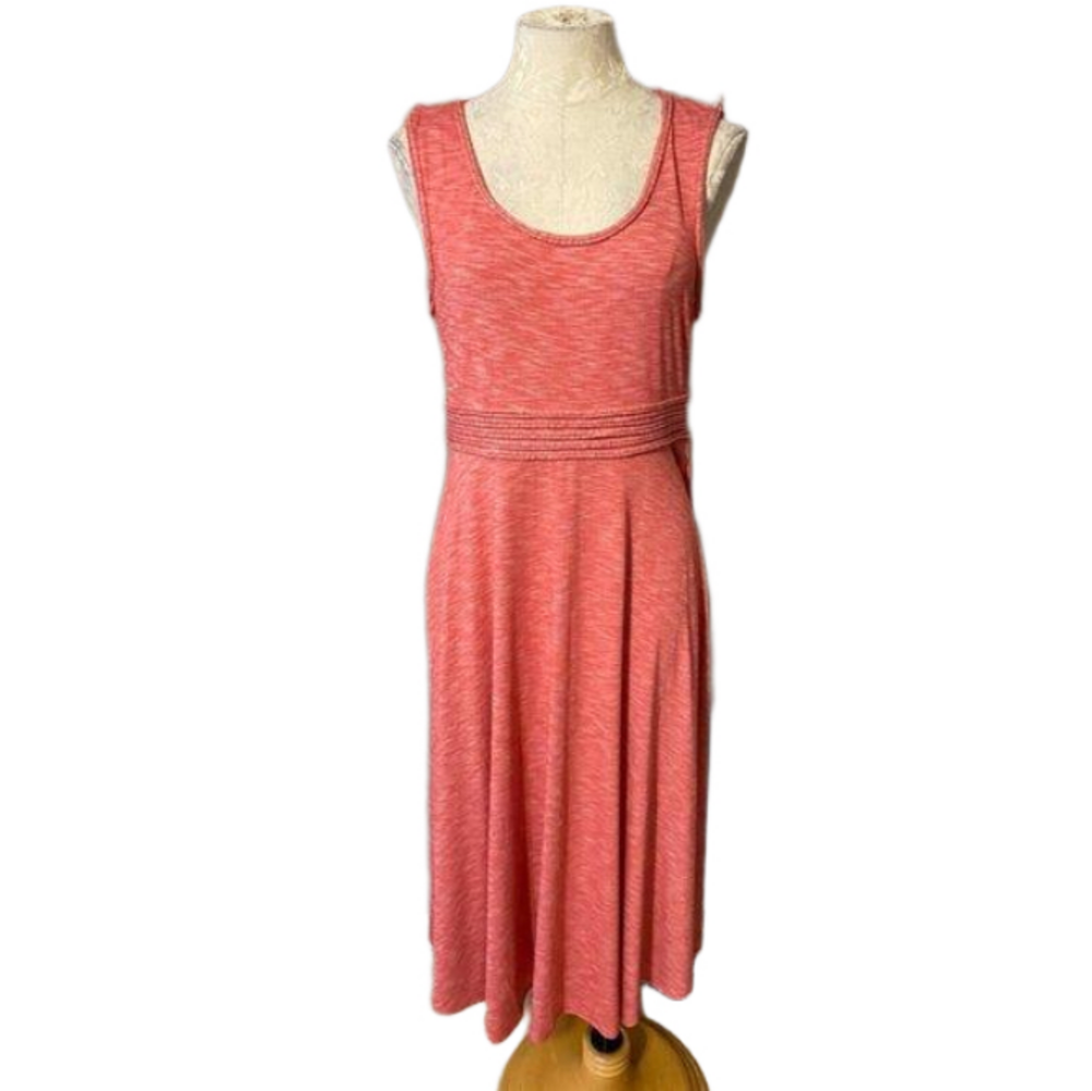 Max Studio Dress Pink L Large Stretch Maxi Washable Sleeveless Summer